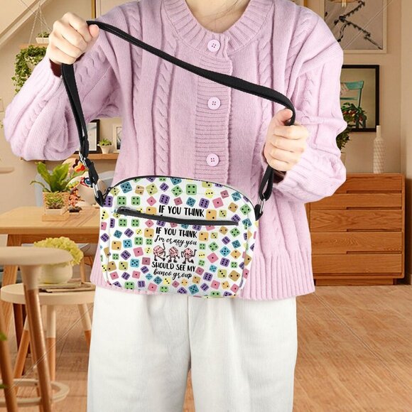 Bunco Crossbody Bag Canvas Zipper Pockets Water-Resistant Gift for Gamblers - Picture 3 of 7